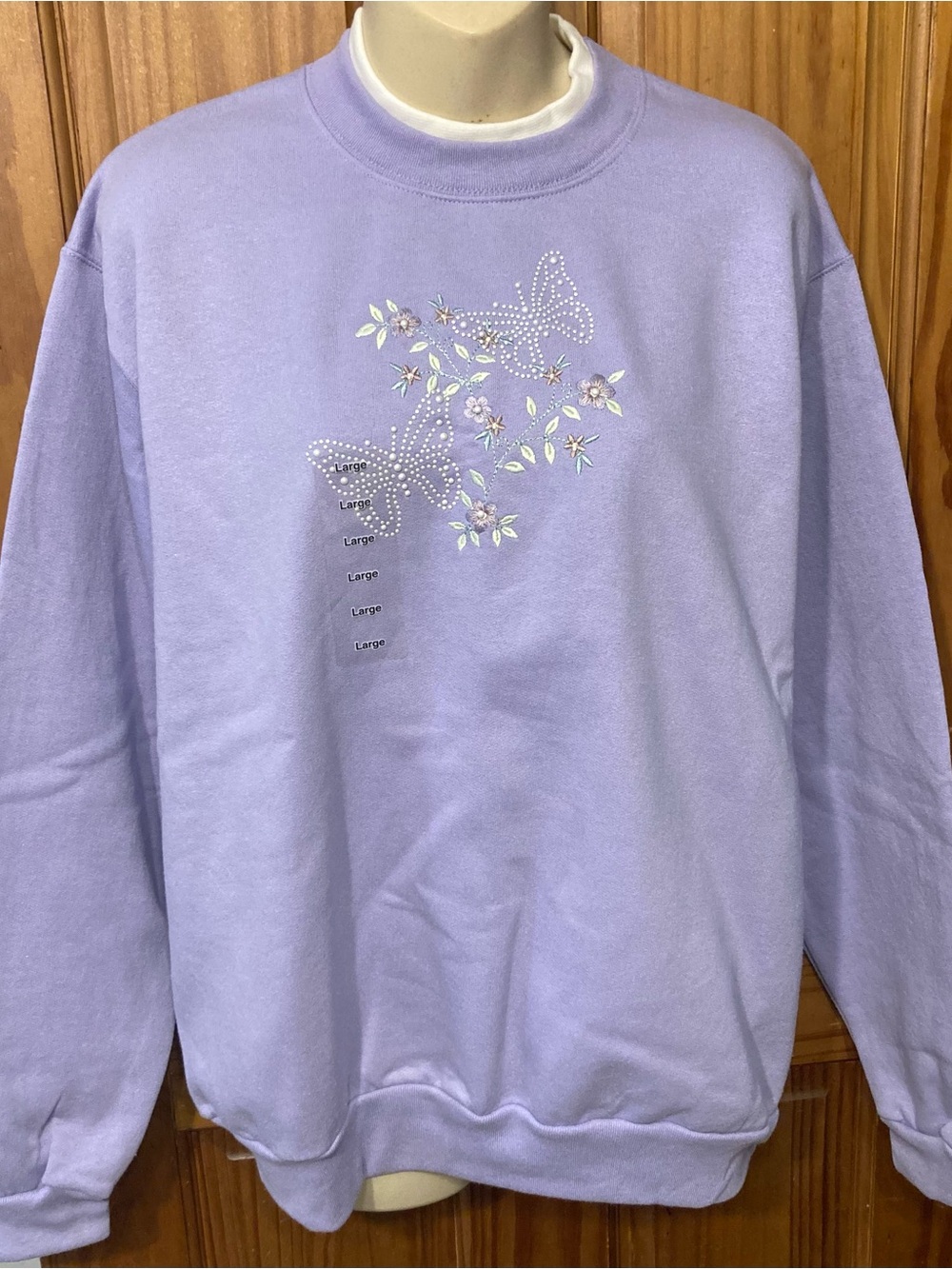 Lilac Rhinestone Butterfly Crewneck Sweater